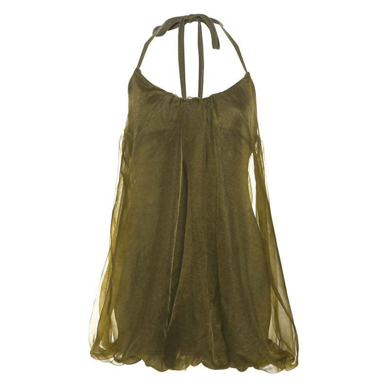 Style Bud Halter Holiday Backless Gauzy Dresses