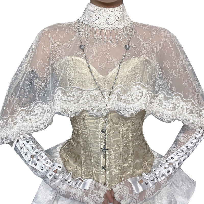 Women's Stand Collar Cape Gothic Style Pure Blouses