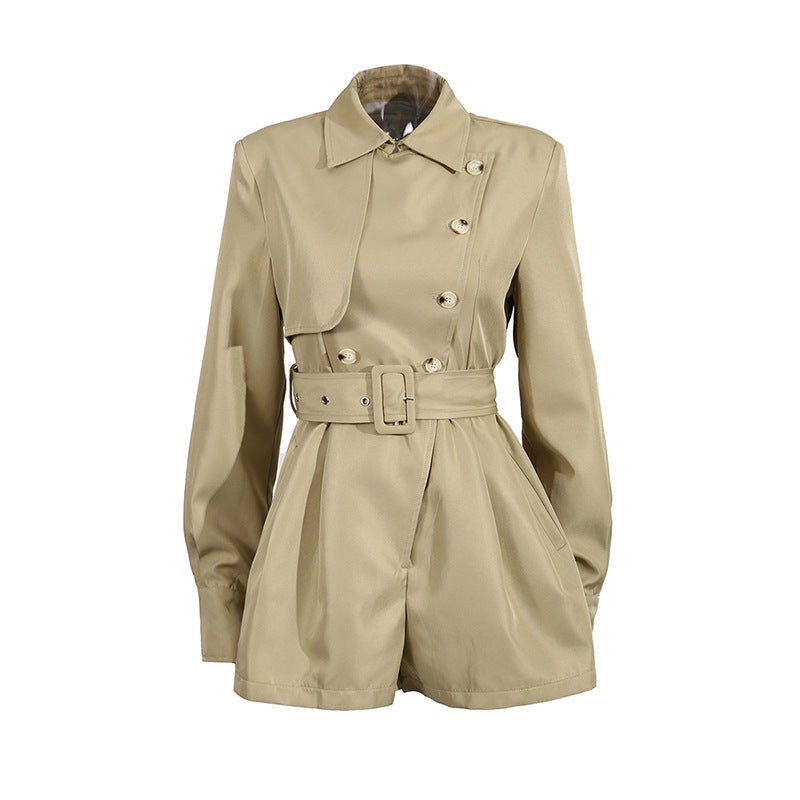 Women's French Style Temperament Elegant Lapel Autumn Jumpsuits