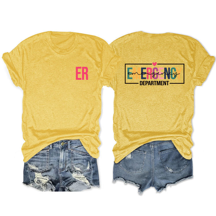 Double-sided Printed Short-sleeved Lettered Casual T-shirt Blouses