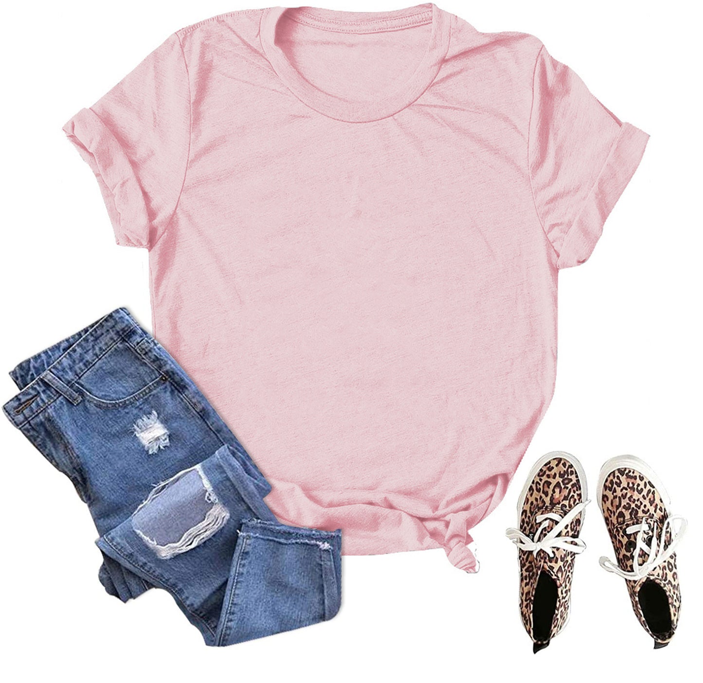 Women's & Men's & Solid Color Blank Loose T-shirt Blouses