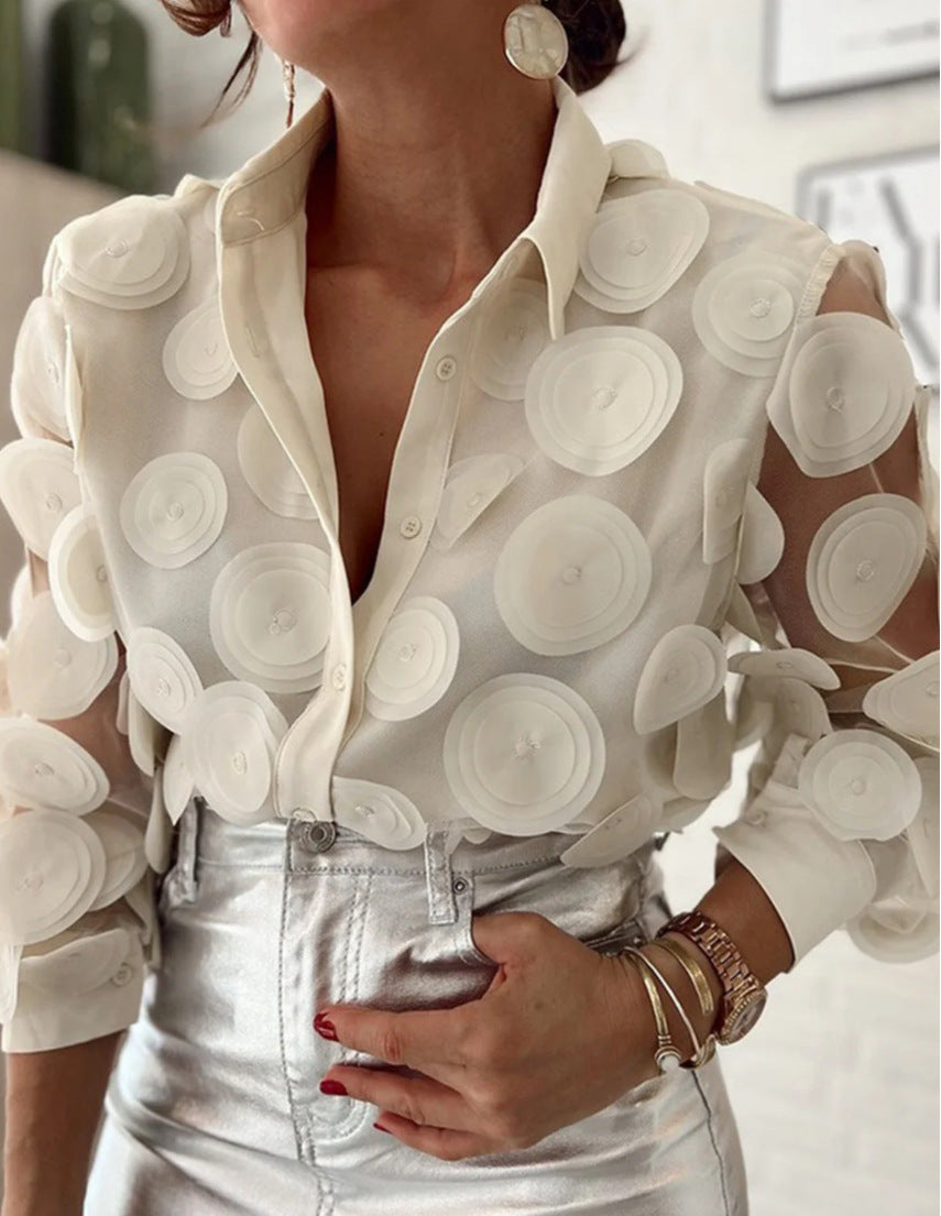 Women's Sleeve Fashion Round Neck Mesh Sleeves Clothing