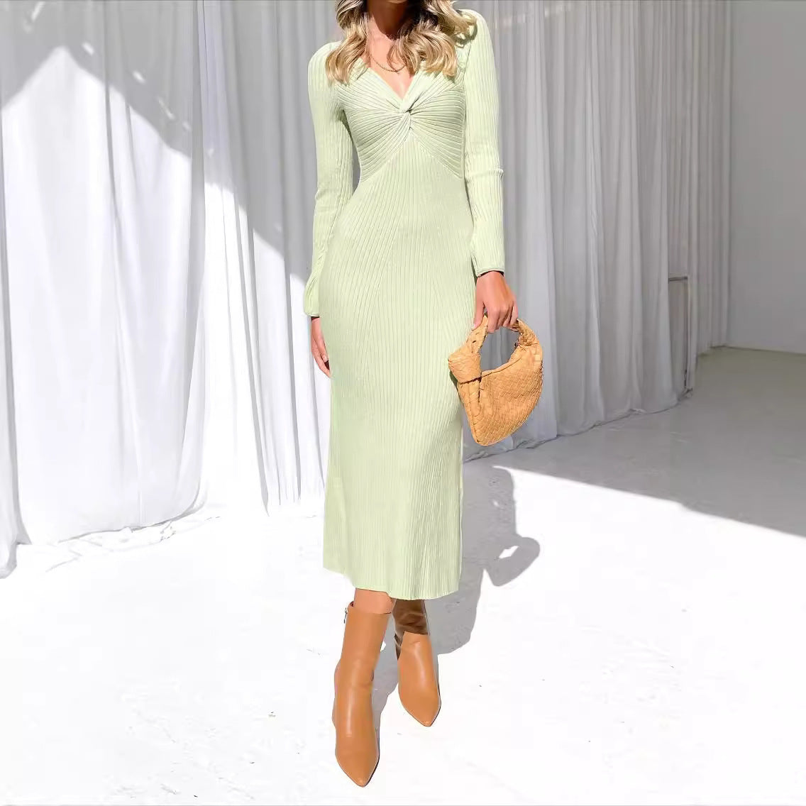 Women's Sexy Hot Long Sleeve Pleated Dress Dresses