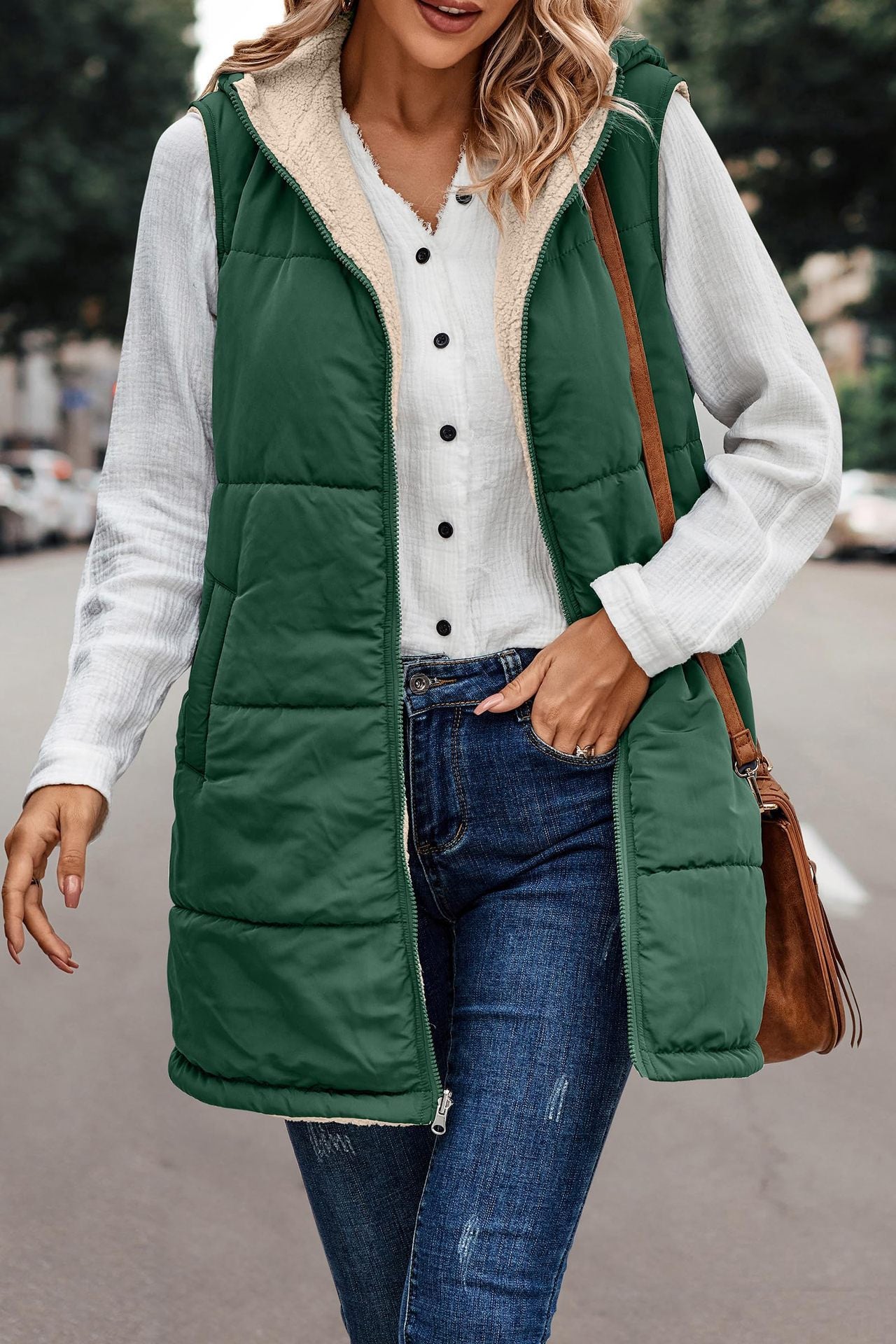 Color Hooded Cotton Double-sided Wear Warm Vests
