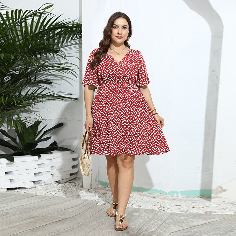 Durable Casual Loose Printed Sleeve Dress Dresses