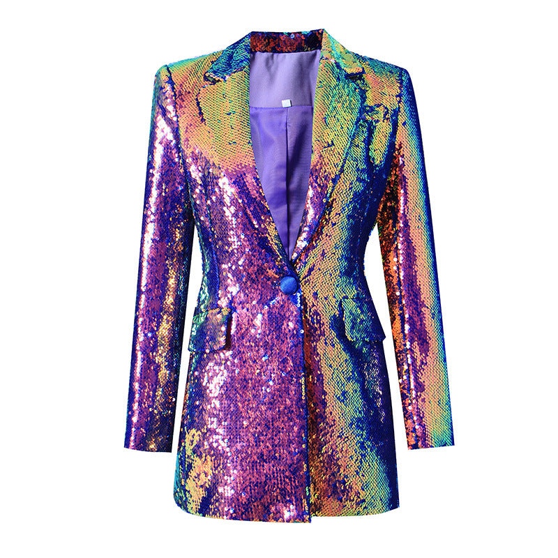 Cool Colorful Sequined Collar Style One Blazers