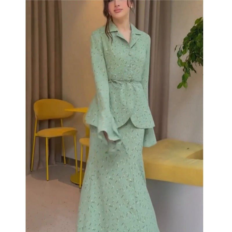 Women's Fashion Small Floral High Quality Waist Long Skirts