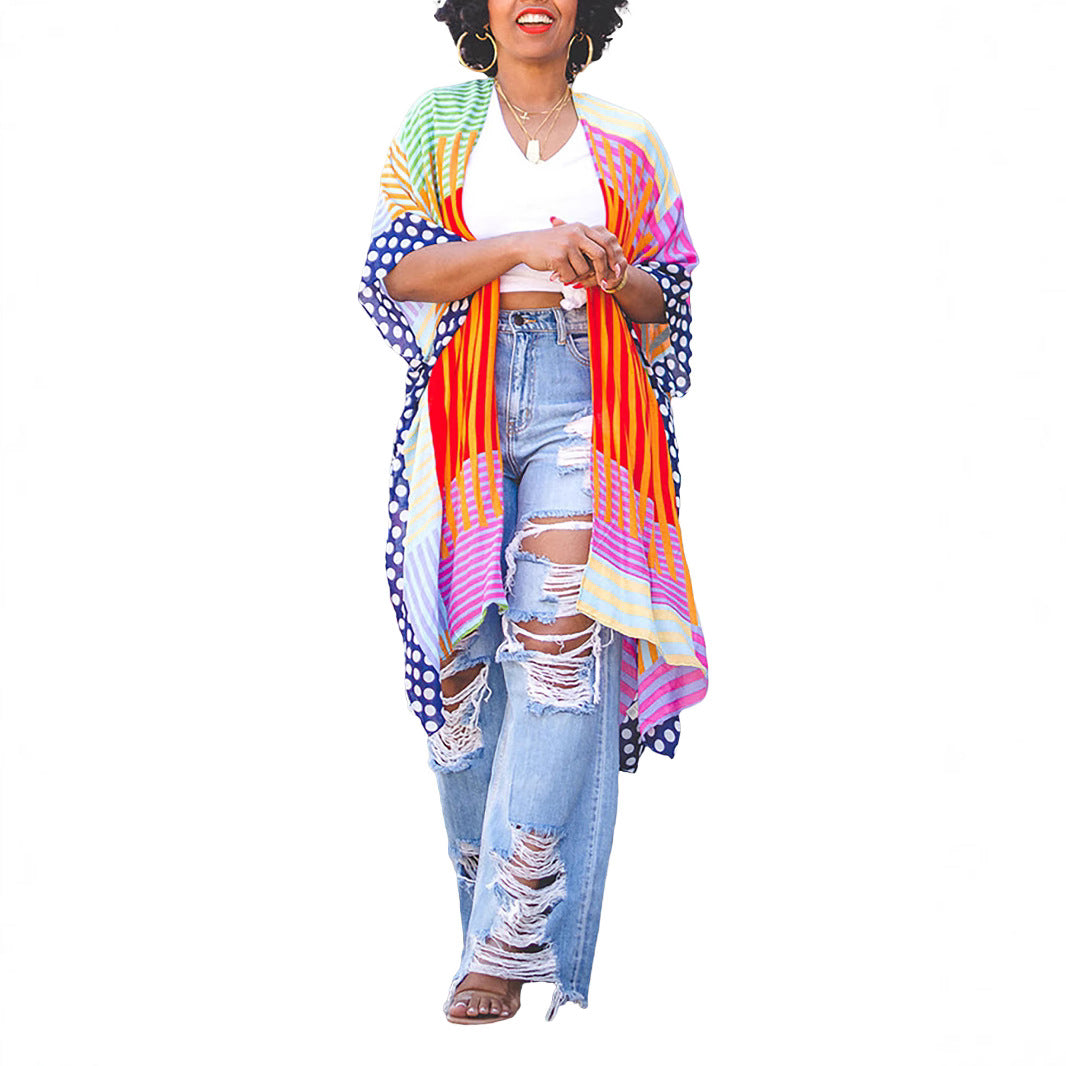 Fashion Digital Positioning Printing High Slit Blouses
