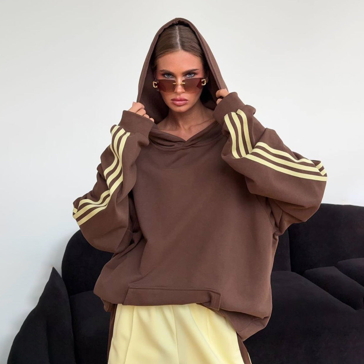 Multicolor Hoodie Loose Comfortable Hooded Long Sweaters