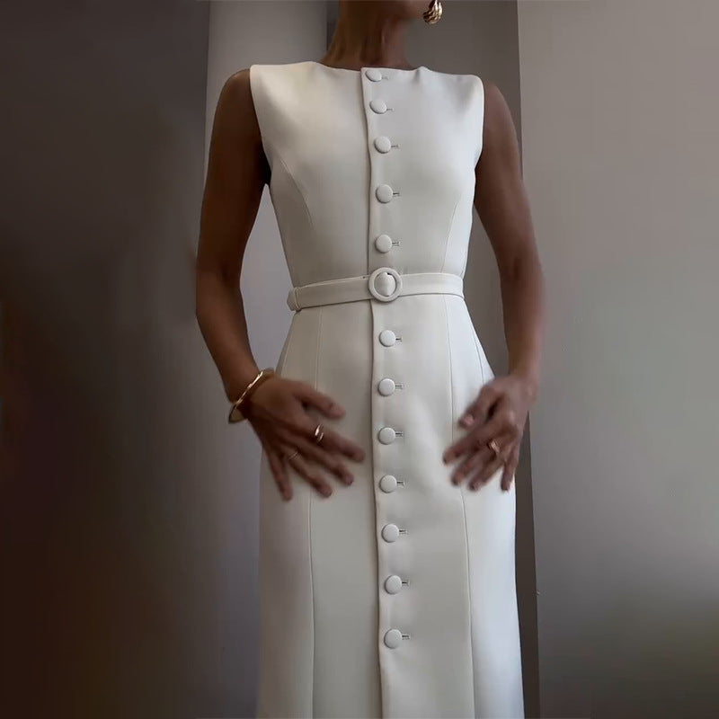Summer Elegant Belt Slimming Commuting Dress Dresses