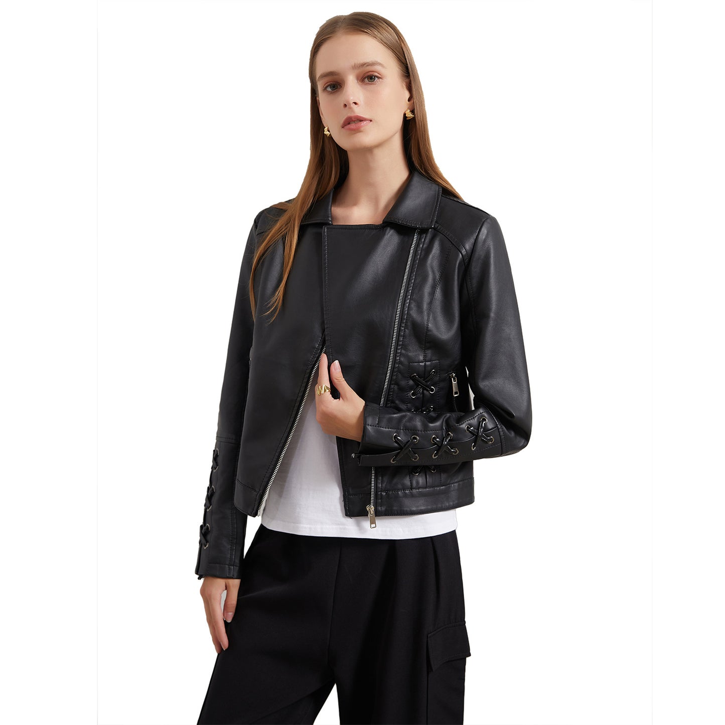 Women's Fashion Woven Leather Popular Casual Jackets