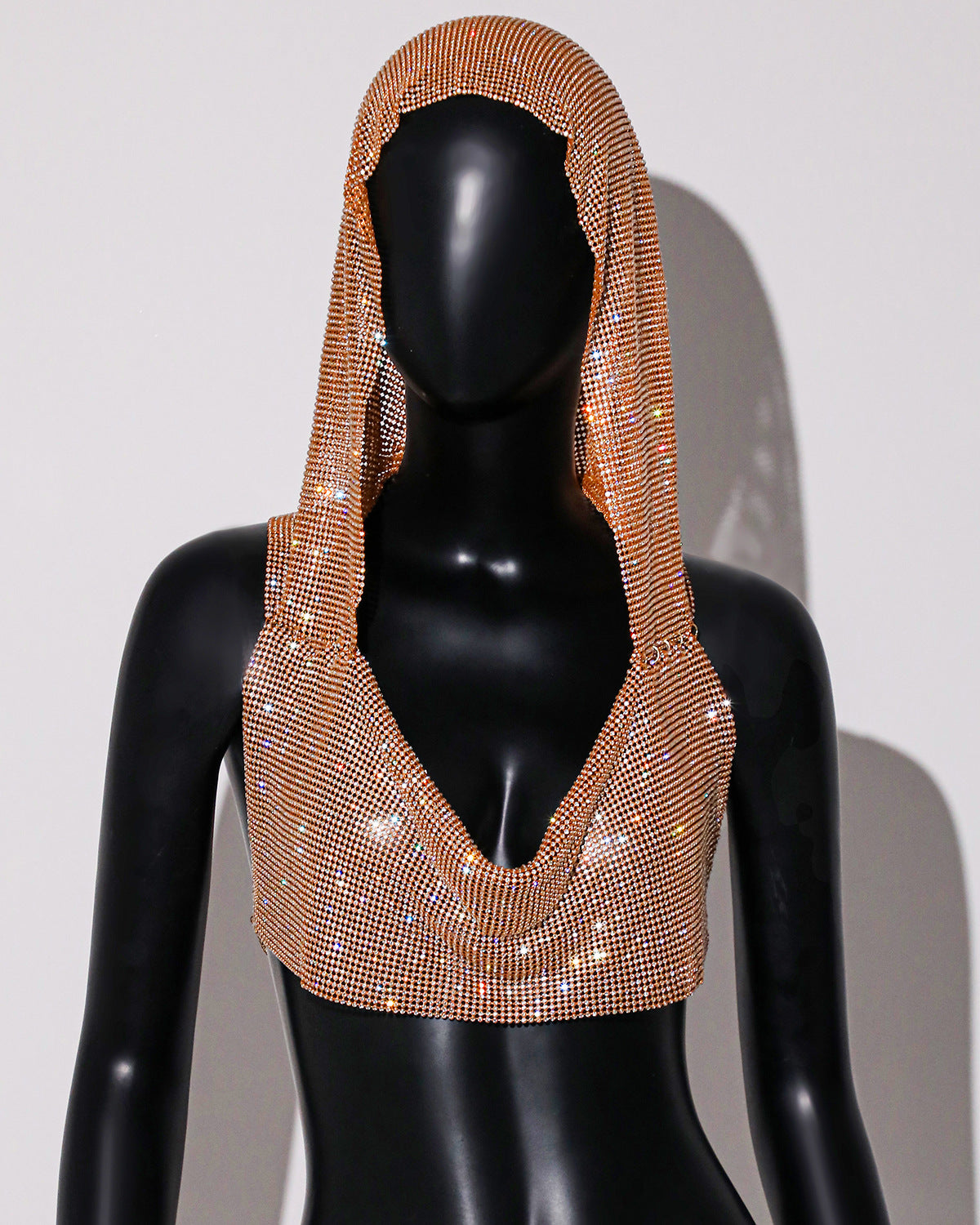 Women's Metal Sequins Hooded Street Hot Sexy Tops