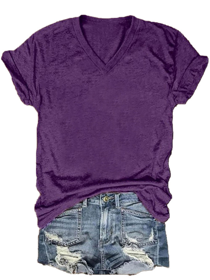 Women's Casual Loose Pullover Short-sleeved T-shirt Printed Blouses