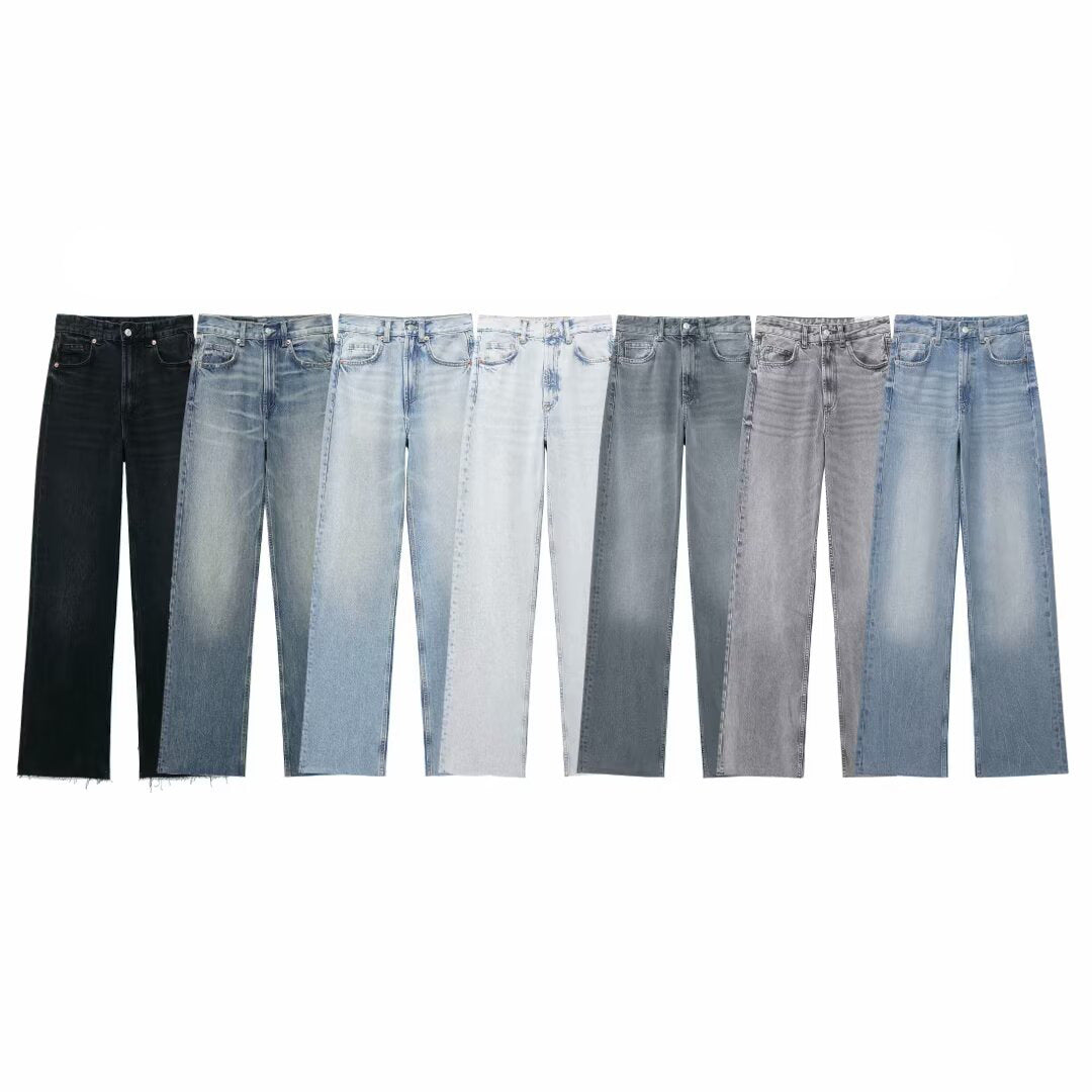 Women's Fashion Casual High Waist Straight Wide Jeans