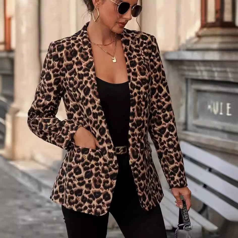 Trendy Stylish Versatile Fashion Leopard Print Blazers