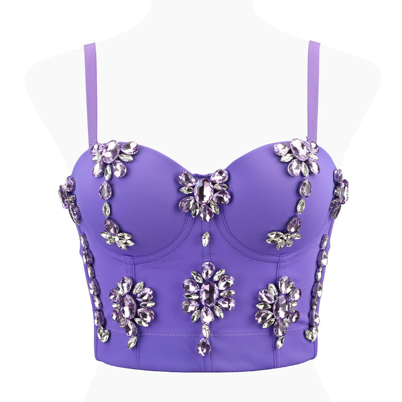 Decoration Spaghetti Strap Slim Fit Fishbone Tops