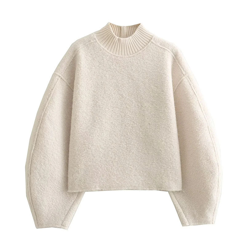 Women's Lapel Leisure Bloomers Long-sleeved Warp Knitted Sweaters