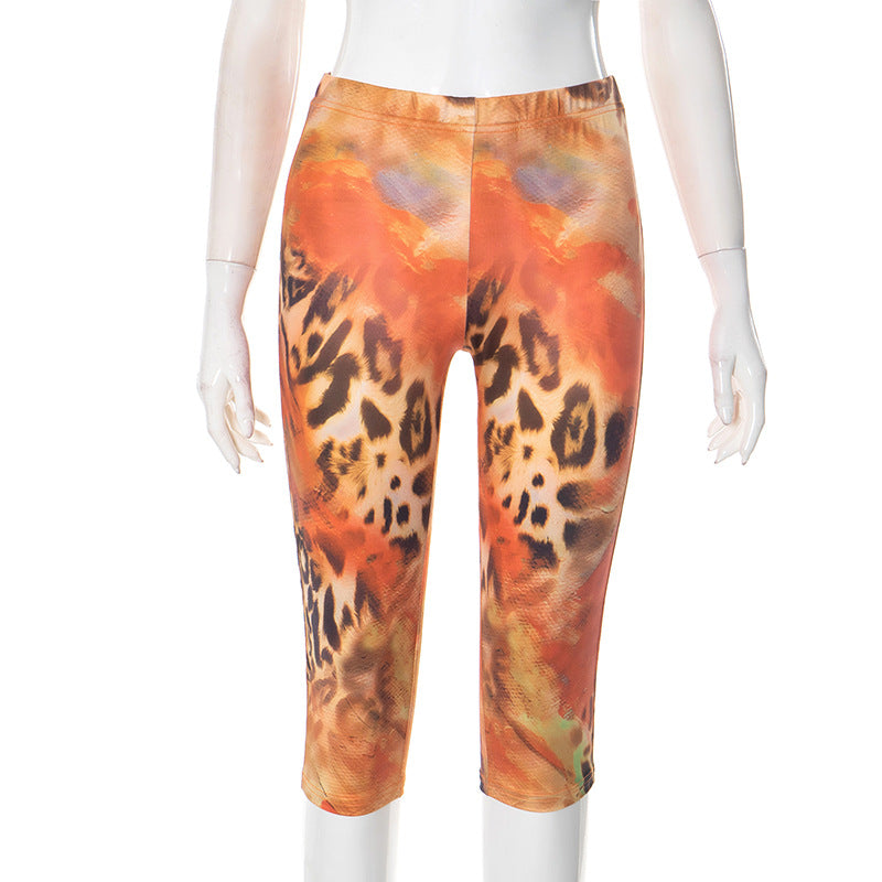 Women's Fashion Leopard Print Printed Sexy Tight Pants