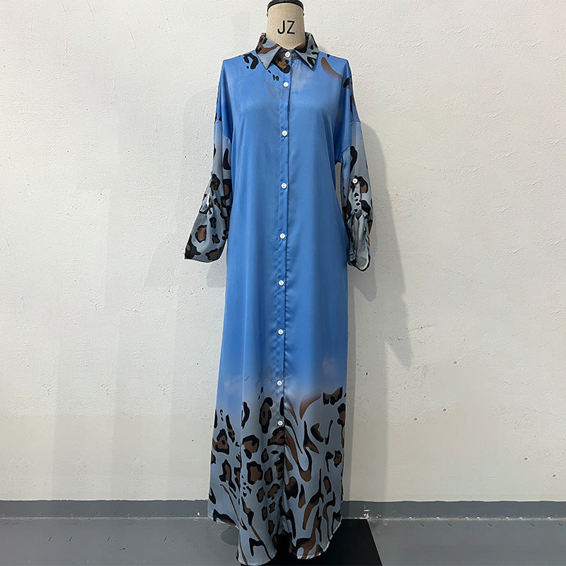 Women's Long-sleeved High Waist Temperament Retro Robe Dresses