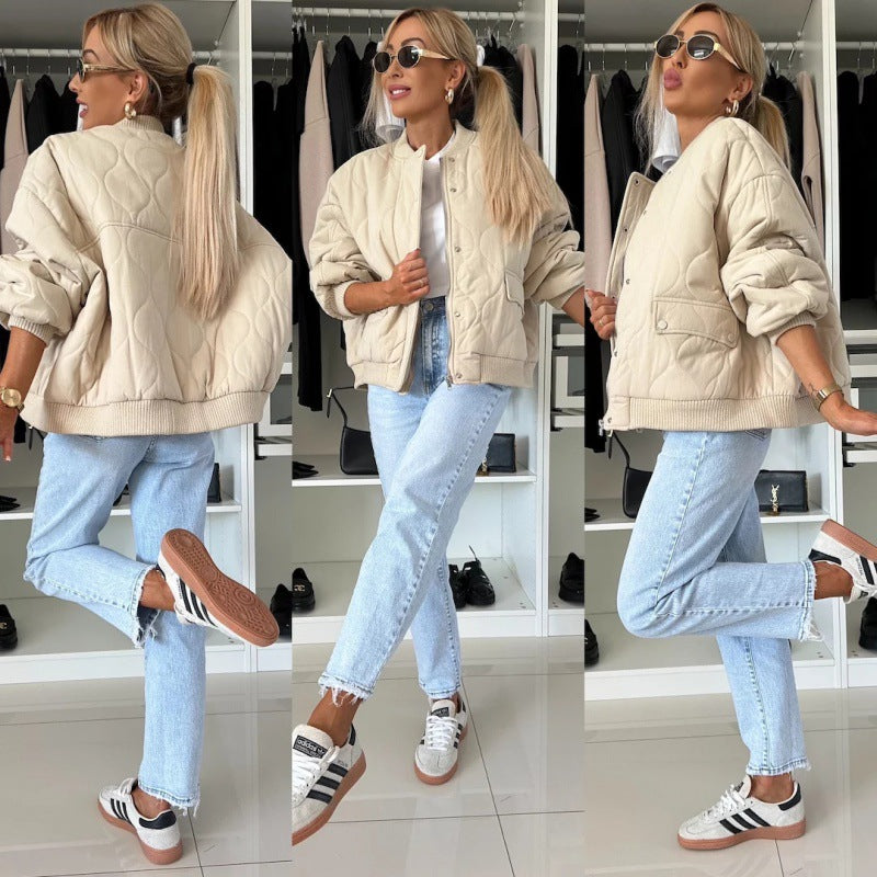 Solid Color Long Sleeve Button Cotton Coats