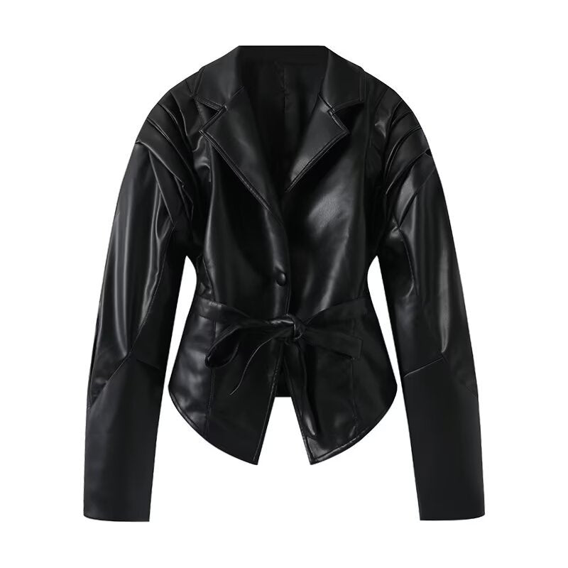 Women's Slouchy Street Fashion Waist Belt Jackets
