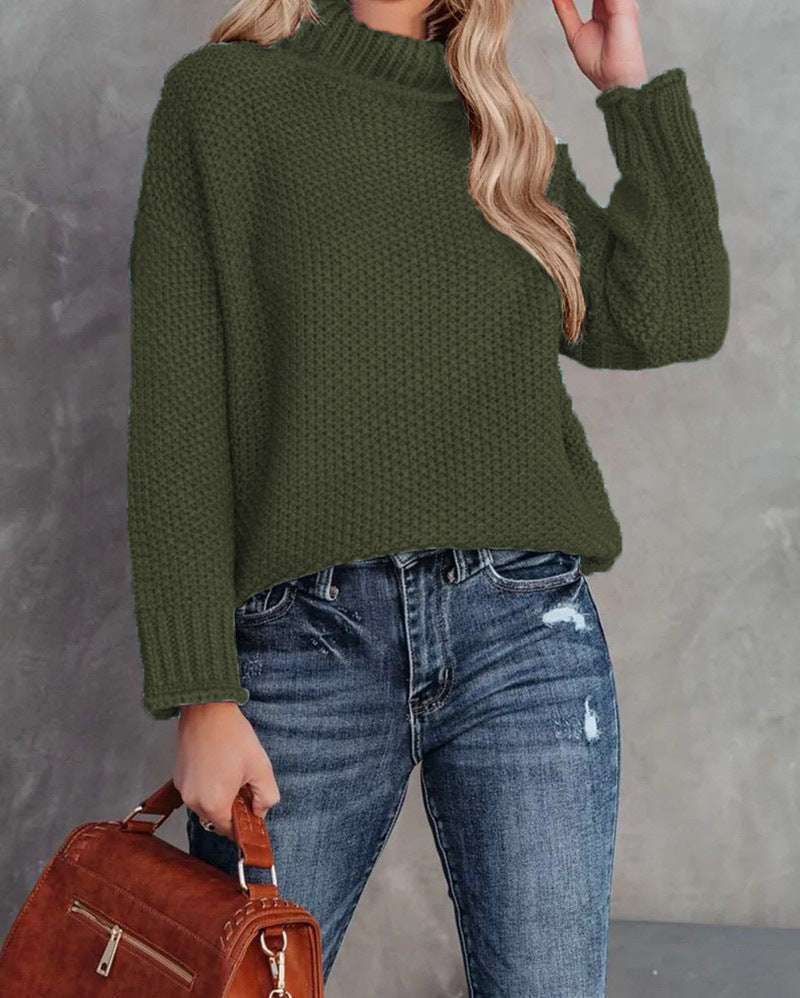 Women's Turtleneck Knitting Long Sleeve Hemming Women's Sweater