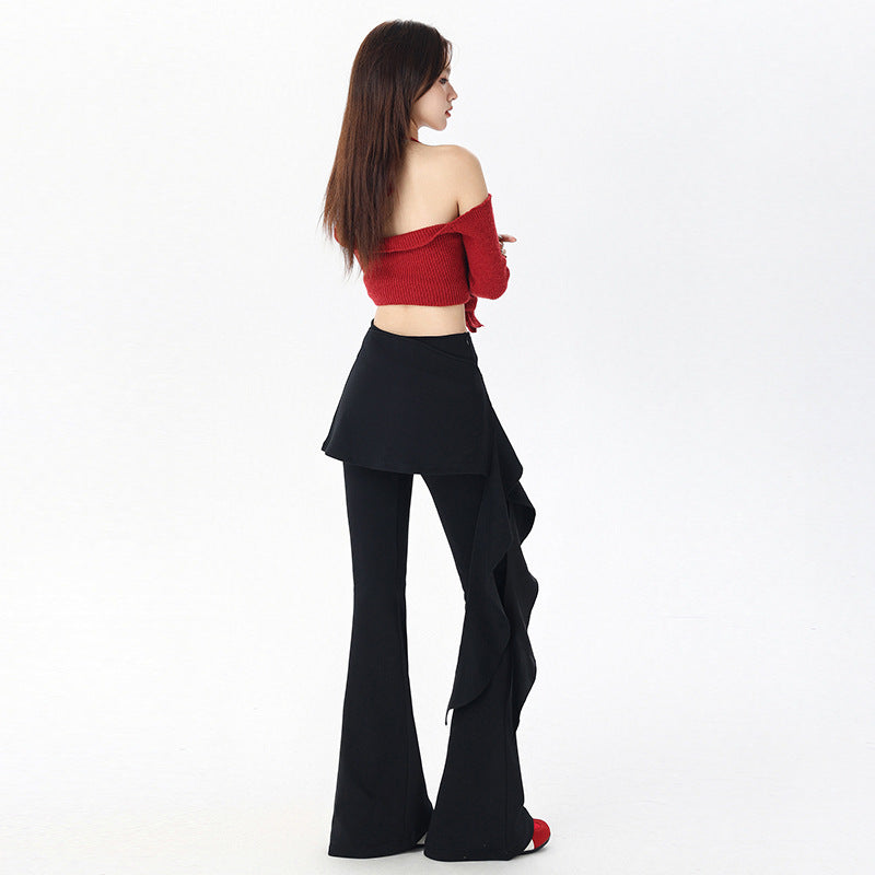 Women's Detachable Ruffled Irregular High Waist Slimming Pants
