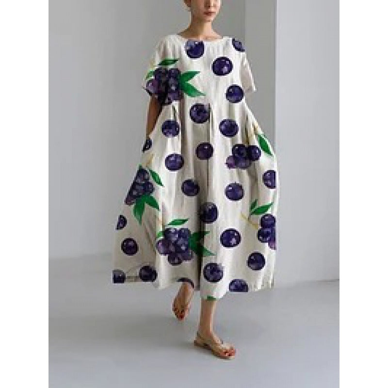 Women's Round Neck Fashion High-grade Short-sleeved Printed Dresses