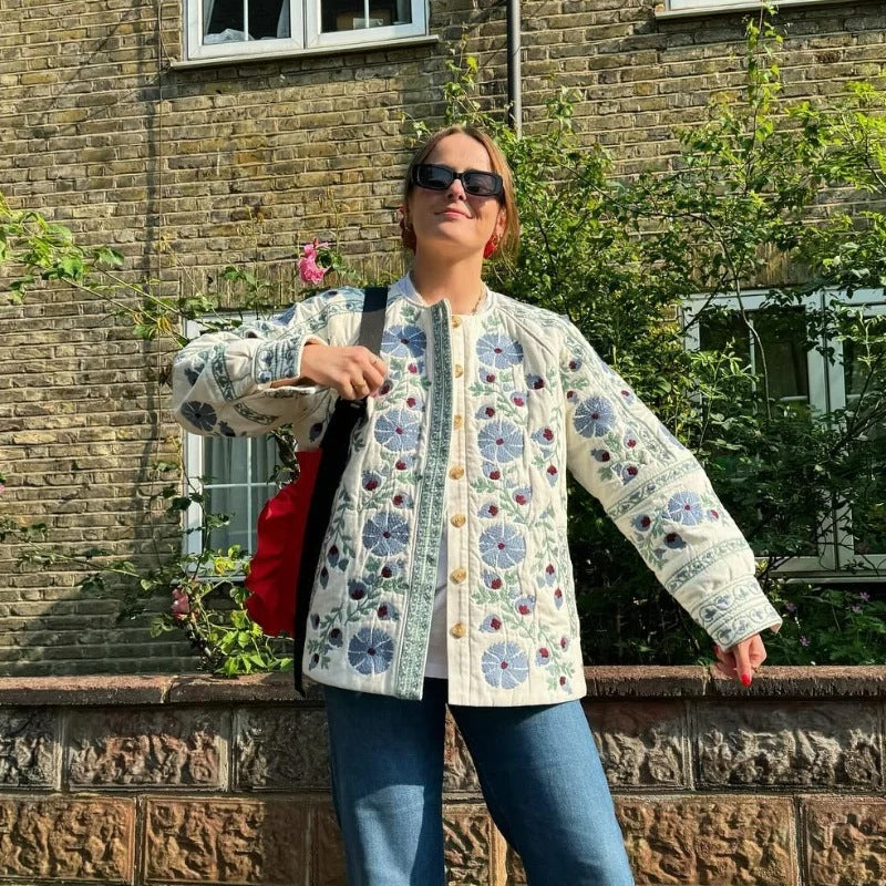 Women's Creative Printed Small Floral Cotton Jackets
