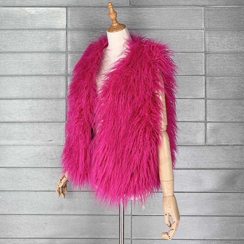 Women's Sheep Fur Environmental Protection Artificial Wool Coats