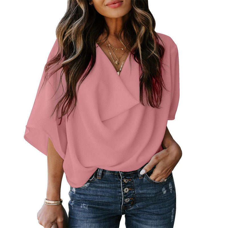 Women's Chiffon Shirt Loose Casual T-shirt Blouses