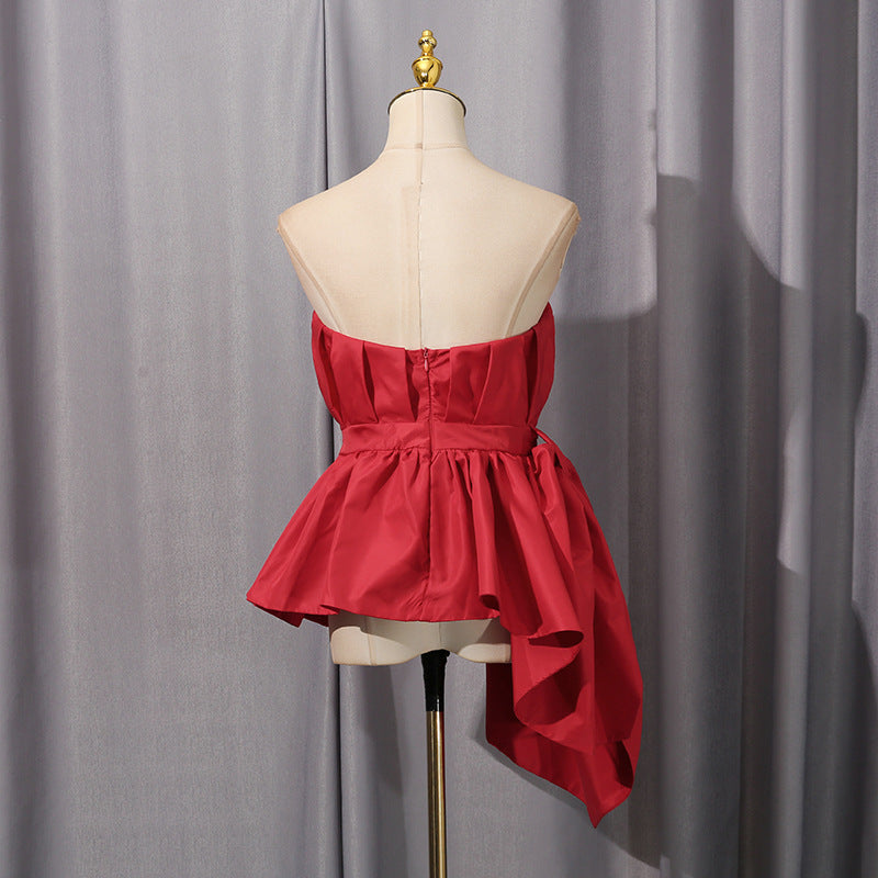 Affordable Luxury Sexy Style Summer Ruffled Tube Cinched Tops