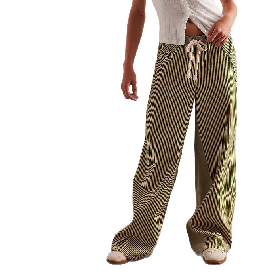 Women's Striped Leisure Loose Color Matching Slimming Pants