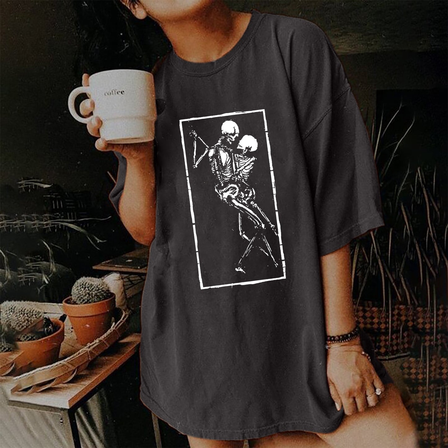 Women's T-shirt Summer European Vintage Printed Skull Blouses