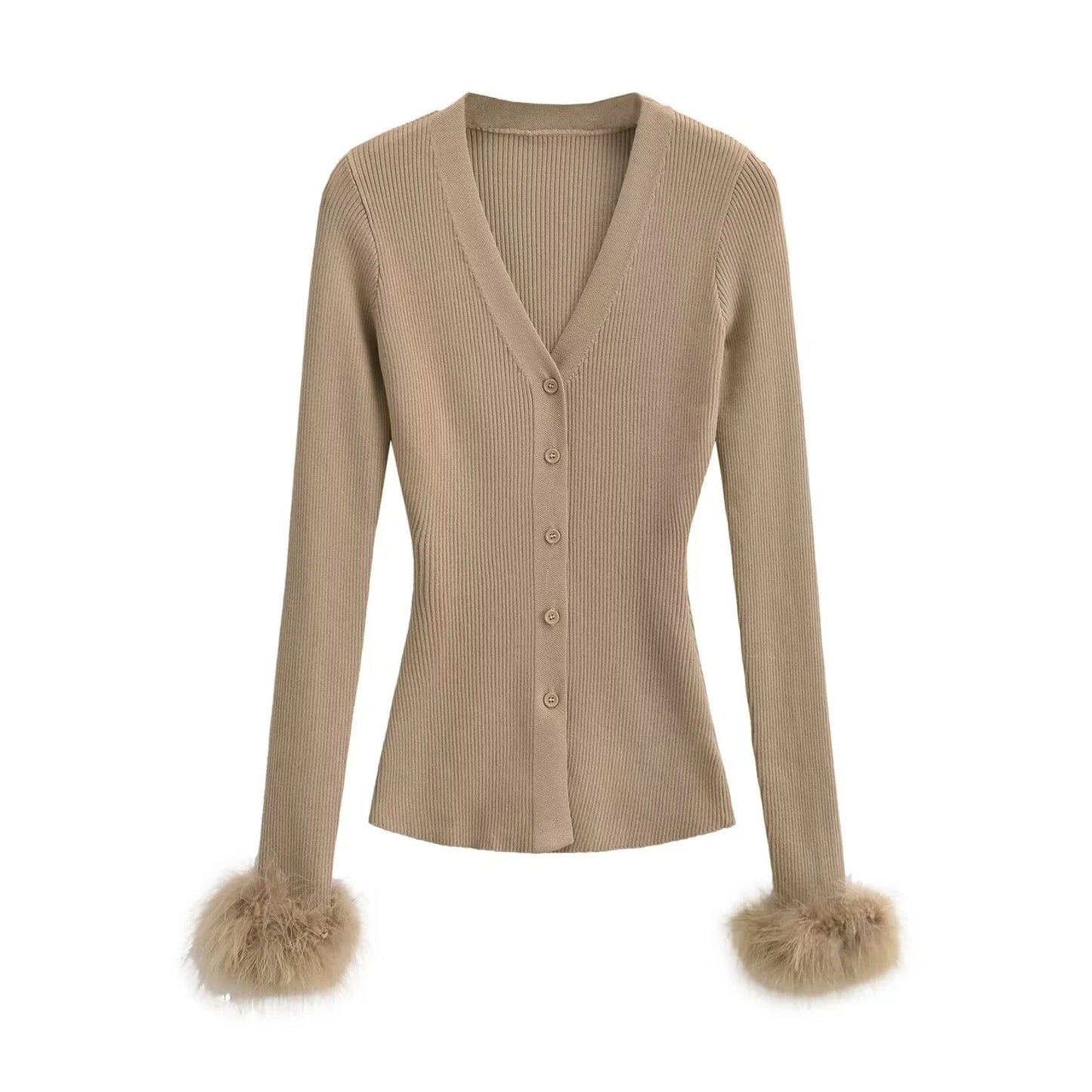 Cuff Furry Knitted Long Sleeves Autumn Inner Wear Cardigans