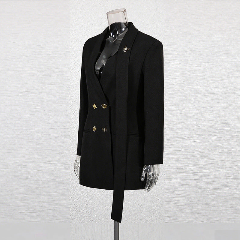 Women's Figure Flattering Fashion Design Metal Button Blazers