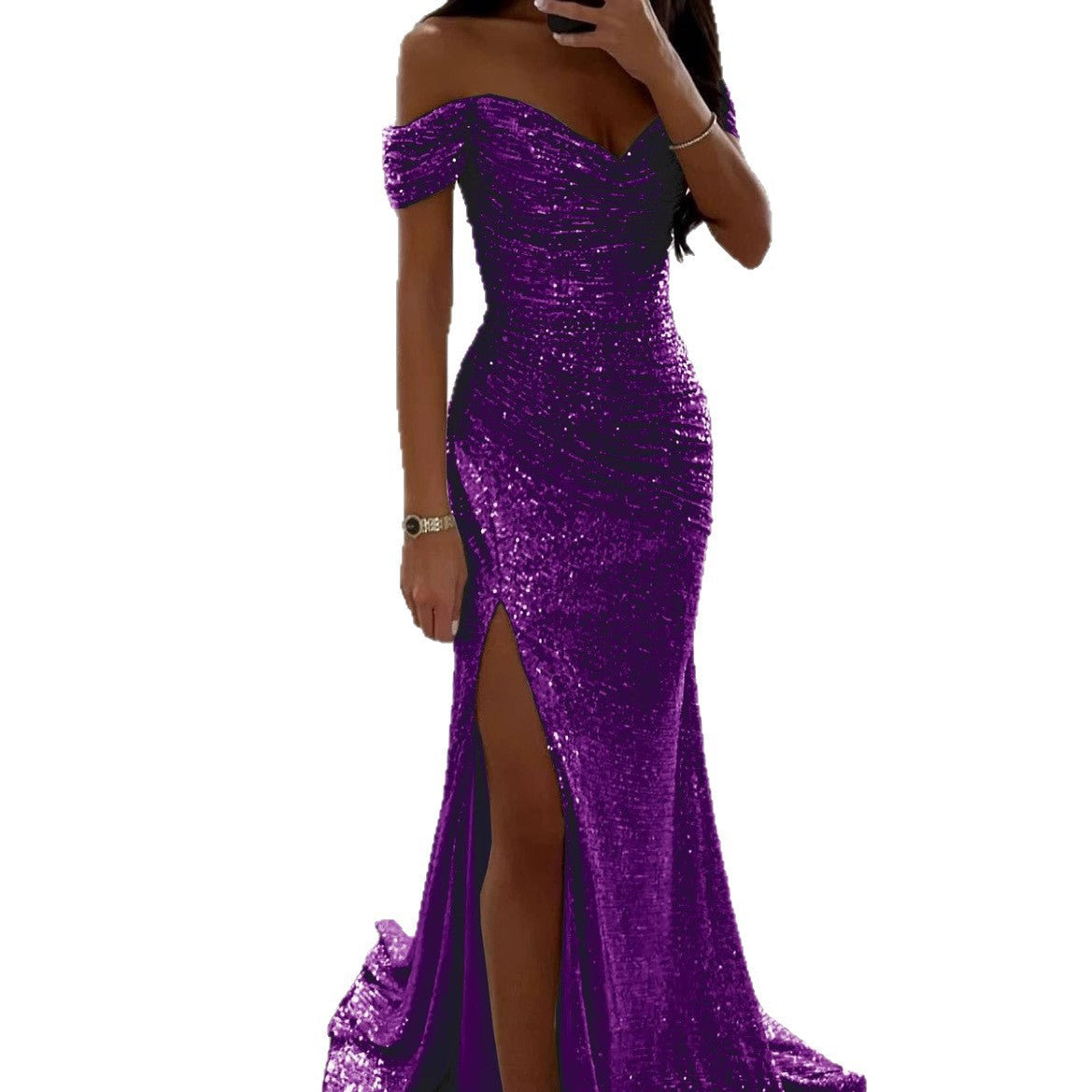 Women's Party Sequins Split Dress Casual Fashion Dresses