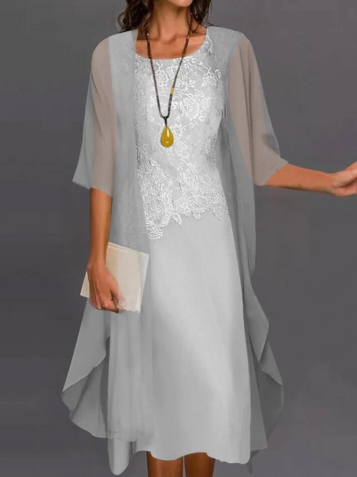 Women's Chiffon Solid Color Lace Sleeveless Long Jumper Dress Dresses