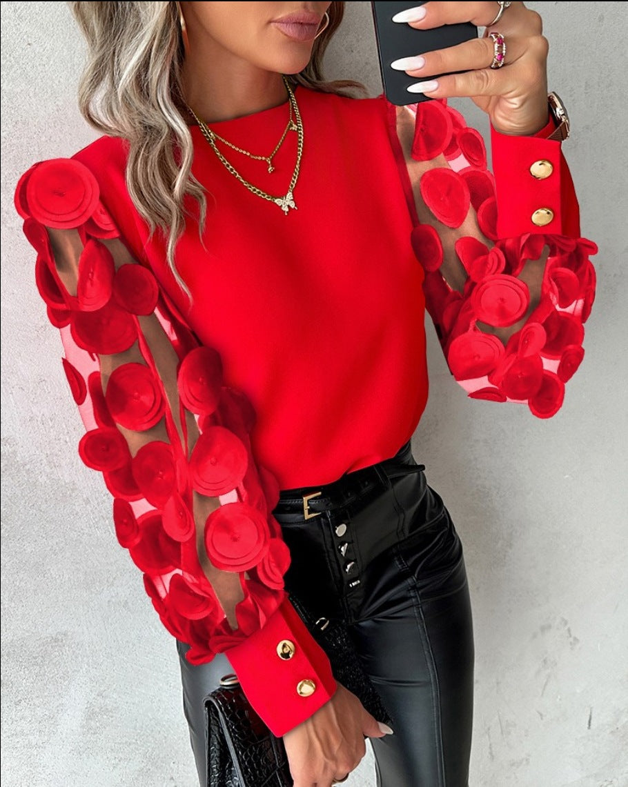 Women's Autumn Long Sleeve Fashion Round Neck Blouses