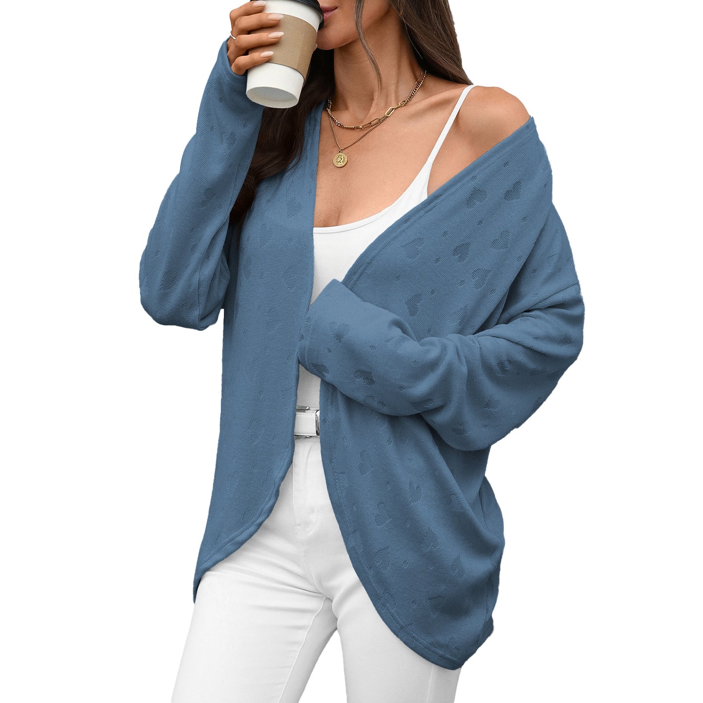 Solid Color Long Sleeve Knitted Jacquard Women's Sweater