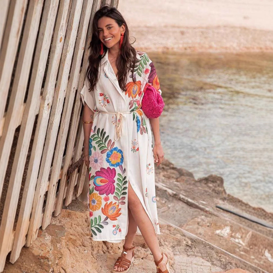 Printed Loose Casual Beach Dress Seaside Dresses