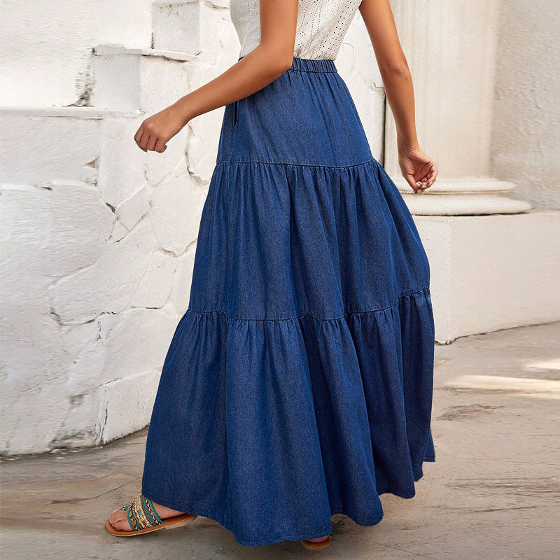 Women's Large Denim Casual Long Source Skirts