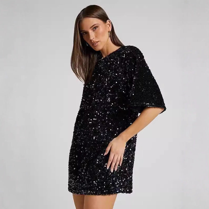 Women's Comfortable Slant Shoulder Beaded Dress Skirts