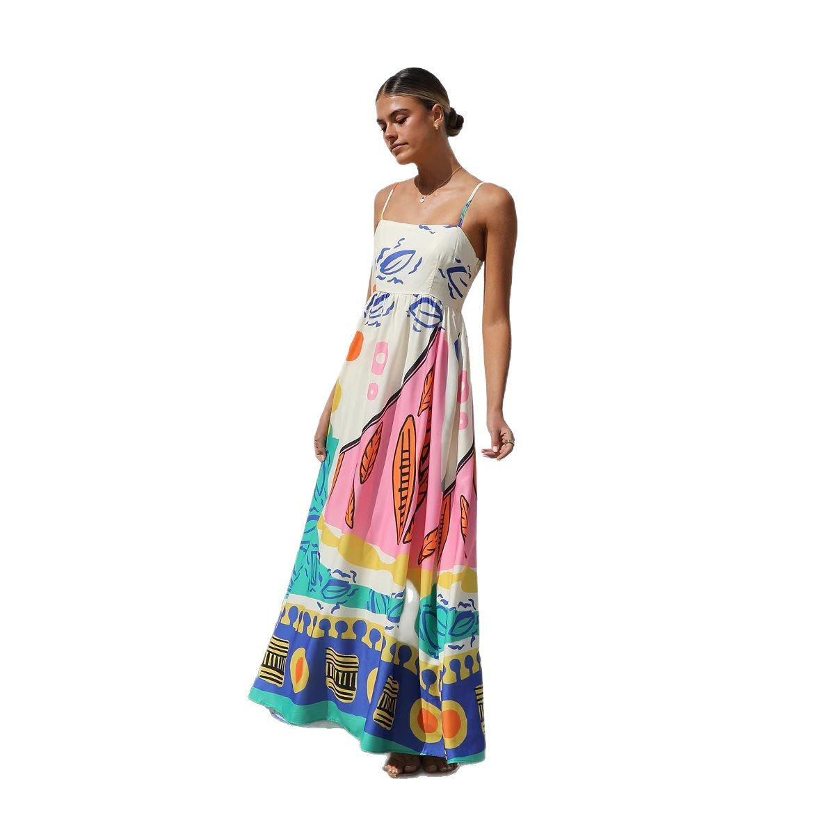 Bohemian Vacation Style Printing Slip Beach Dress