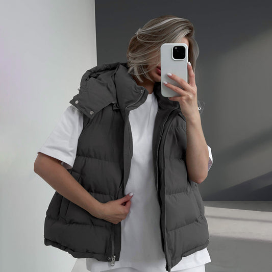 Hot Outer Wear Sleeveless Hooded Down Vests