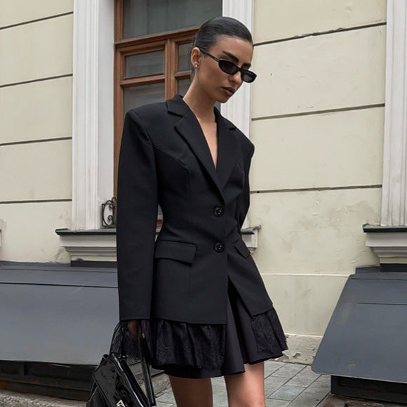 Women's Black Small Business Autumn Easy Matching Coats