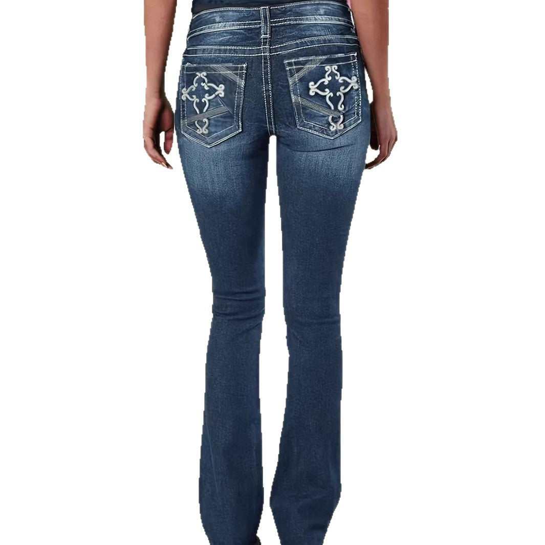 Women's Embroidered Fashionable Personalized Trendy Slim Fit Jeans