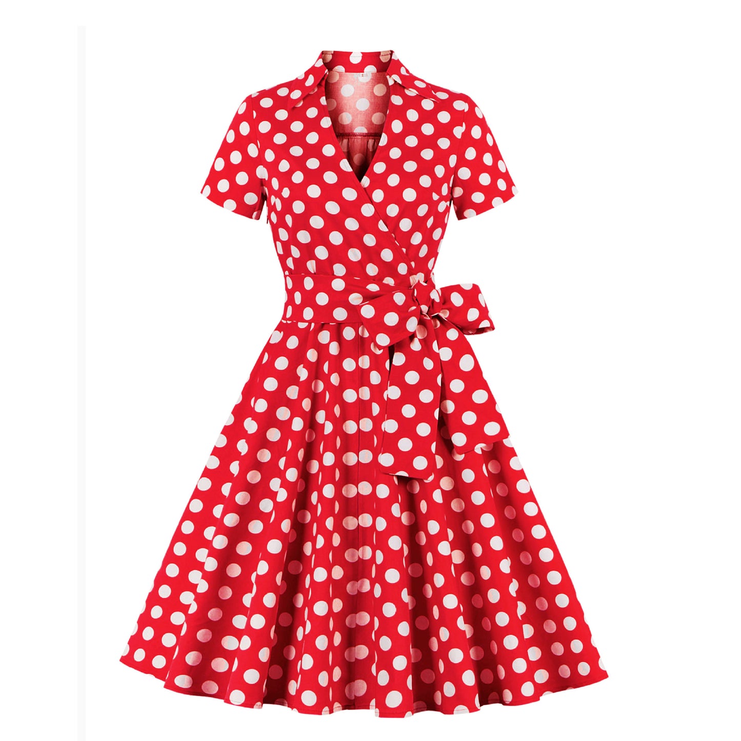 Hepburn Style Retro Dots Swing Dress Dresses