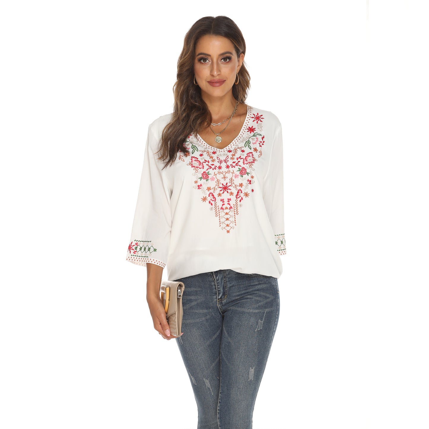 Women's Popular Classy Graceful Loose Embroidered Tops