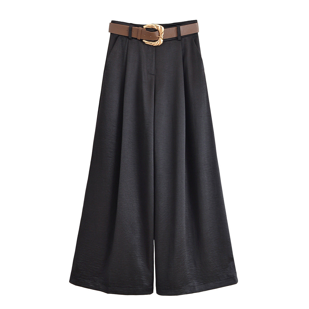 Women's Fashion Casual With Belt Satin Trousers Pants